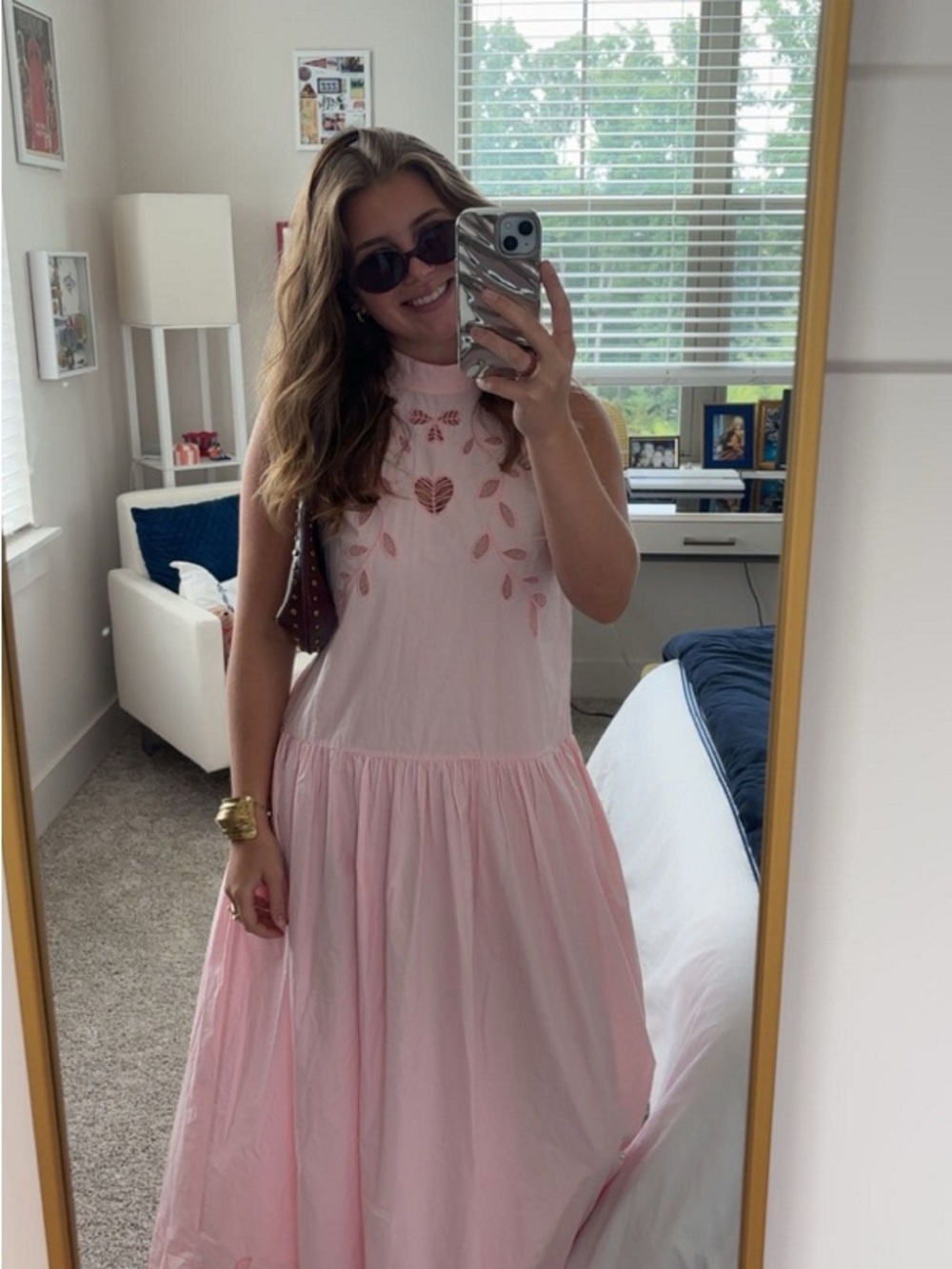 Sleeveless Embroidered Pink Maxi Dress - Picture 5 of 10